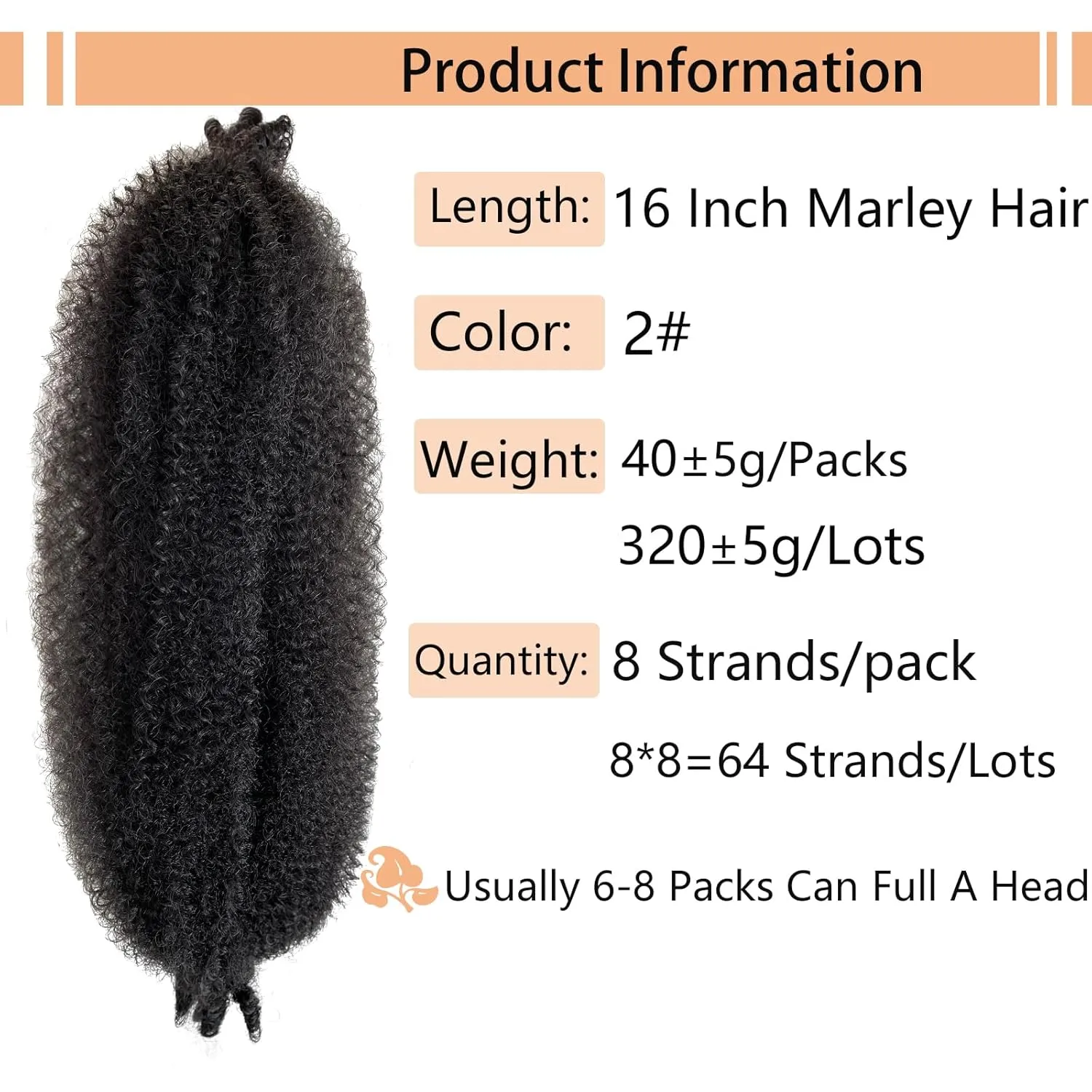 16 Inch Springy Afro Twist Hair Color 2# Kinky Braiding Hair Extensions for Passion Twist Hair Black Marley Twist Braiding Hair