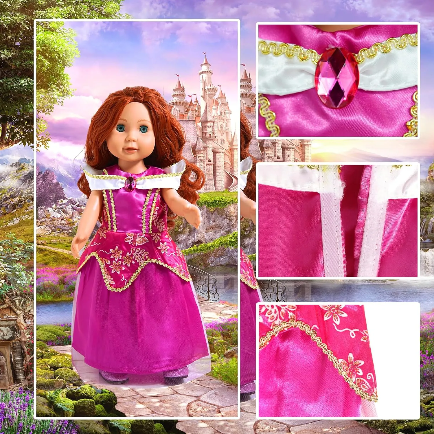 18 inch Doll Clothes Accessories - 6Pcs Different Princess Costume Dress