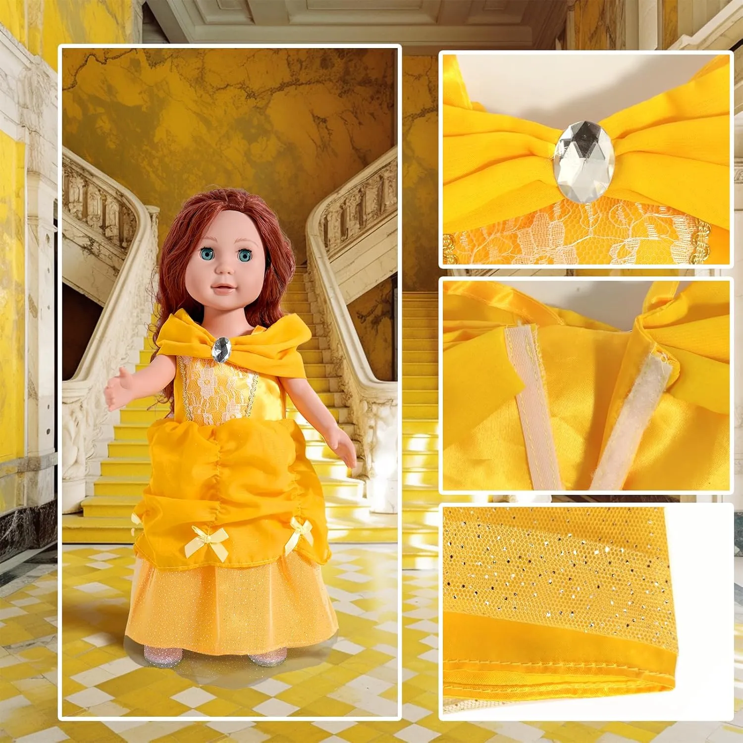 18 inch Doll Clothes Accessories - 6Pcs Different Princess Costume Dress