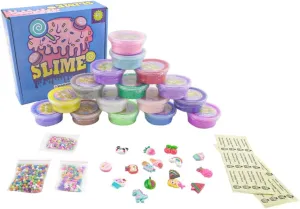 18 Pack Mini Butter Slime Kit,with Pink Watermelon, Ice Cream and Cake Slime Etc. Color Slime and Slime Charms,Soft and Non-Sticky,DIY Scent Slime Party,Stress Relief Sludge Toy for Boys and Girls
