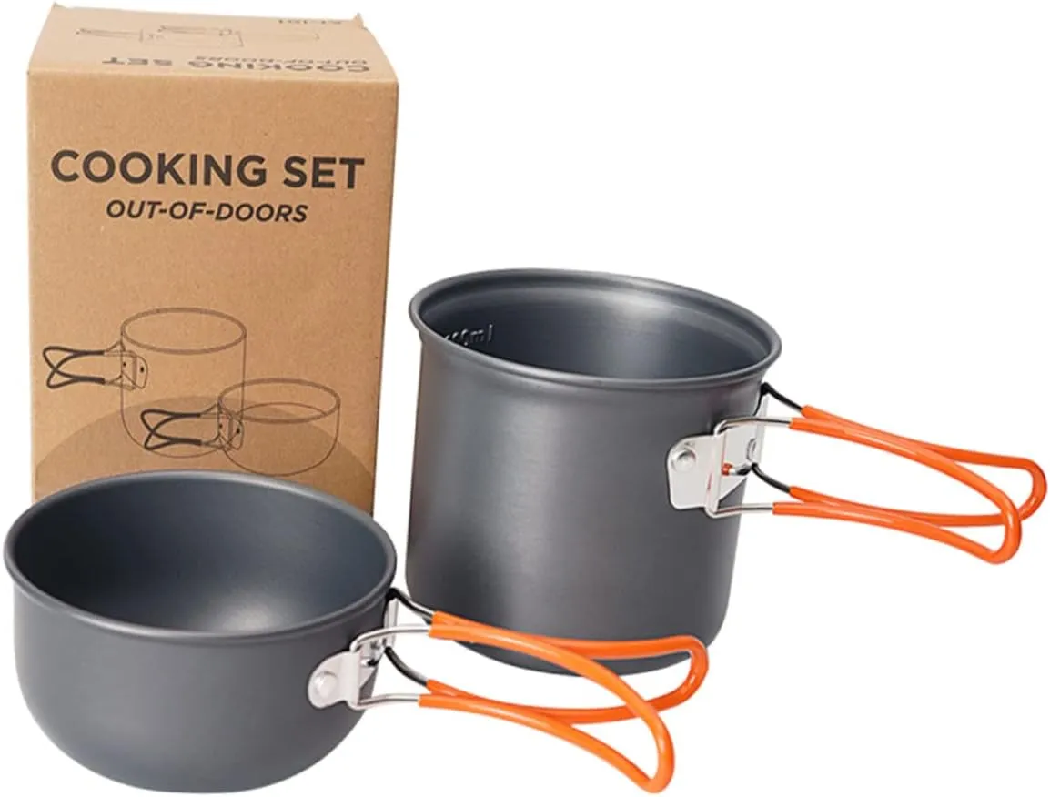 1set Outdoor Portable Cooking Pot Lightweight Camping Cookware for Hiking Picnics and Outdoor Cooking Non-Stick Design for Easy Cleaning Compact and Camping Tool