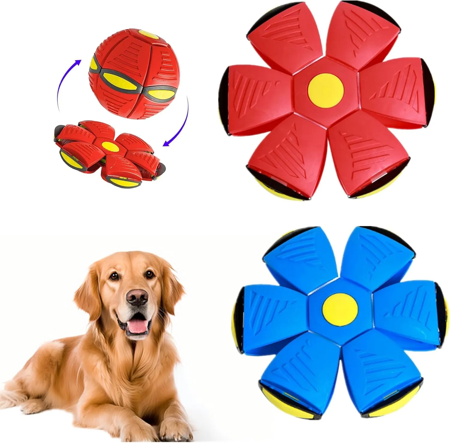 2 Pack Pet Flying Discs Toys, Flying Saucer Ball for Dogs, Interactive Dog Disc Saucer Ball Toy, Dogs Games Toys for Medium Large Dogs Pet and Kids Outdoor Sports Exercise No Light