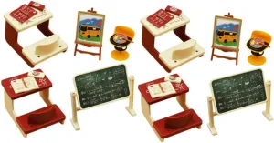 2 Sets Mini Classroom Model of Realistic Mini House Decorations with Chalkboard and Desk Miniatures for Crafts and Dollhouse Decor