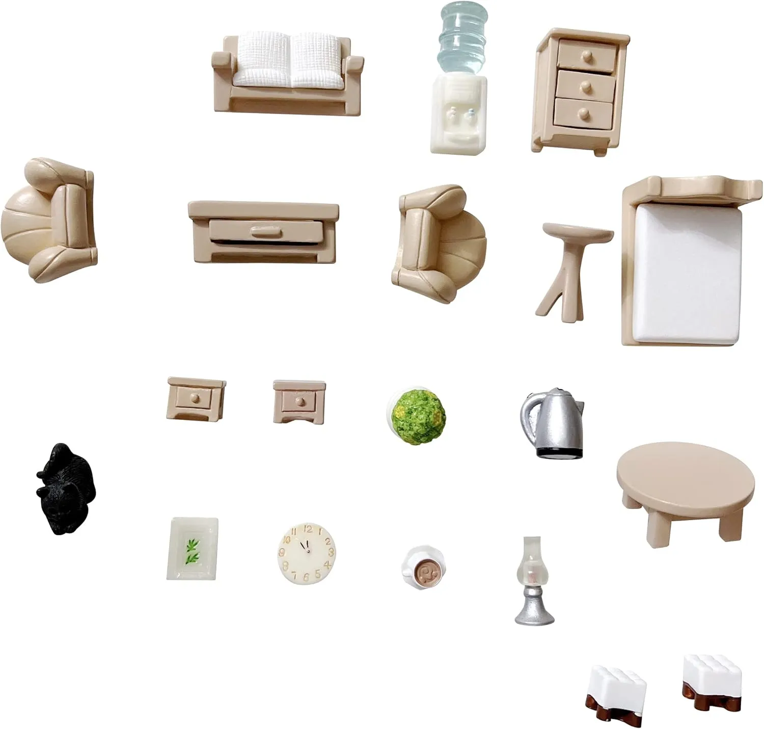 20pcs Khaki Miniature Resin Furniture Sets for Dollhouse Pretend Game Toys DIY Birthday Party