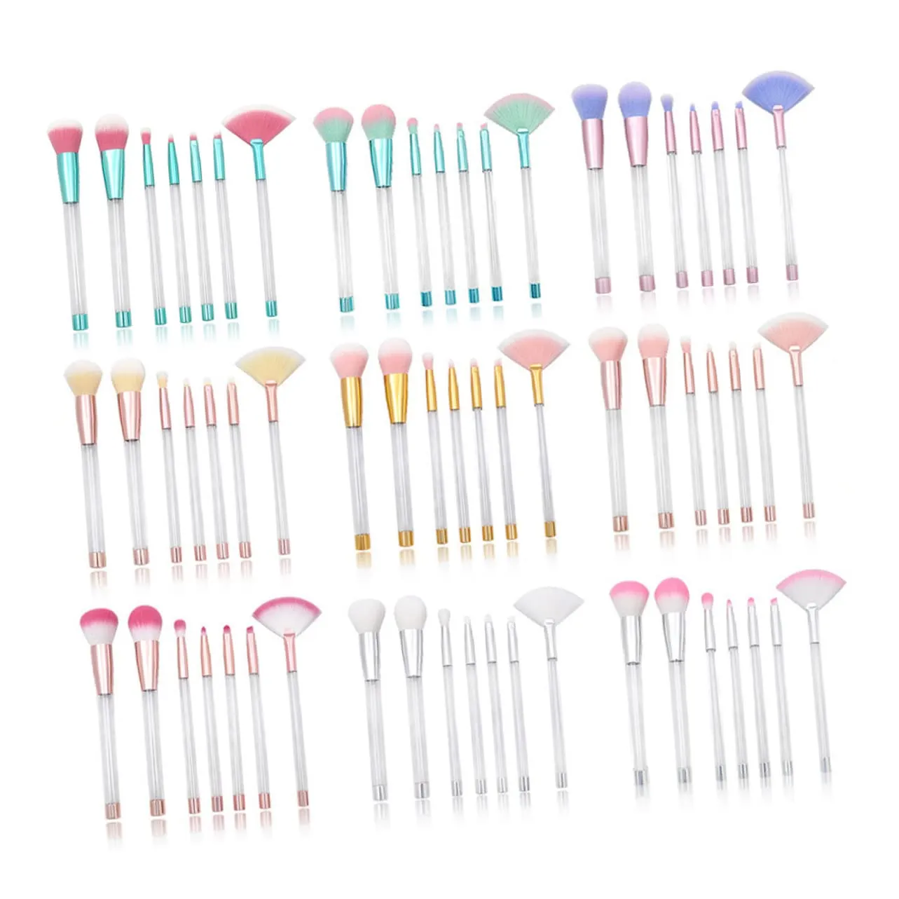 21 Pcs Makeup Brush Set with Crystal Handle 5-piece Empty Soft Synthetic Bristles Ideal for Daily and Professional Use