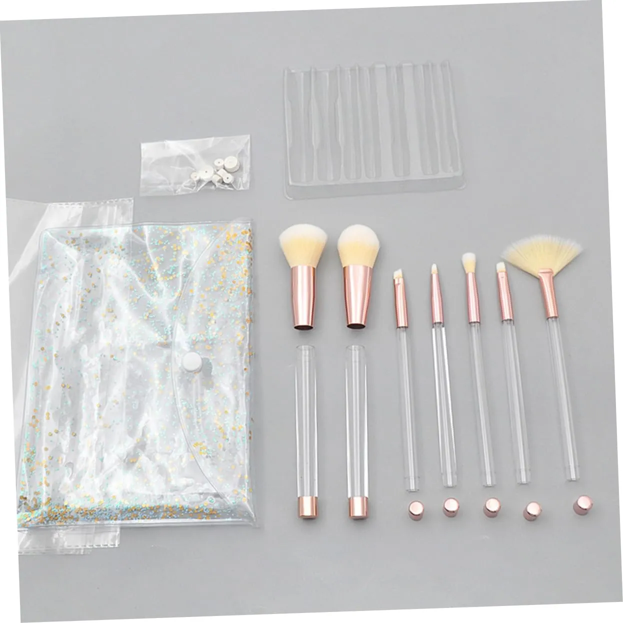 21 Pcs Makeup Brush Set with Crystal Handle 5-piece Empty Soft Synthetic Bristles Ideal for Daily and Professional Use