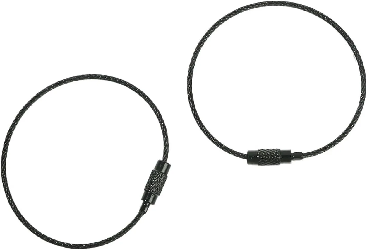 2/10pcs 50cm Colorful Stainless Steel Wire Keychain Cable Loop Screw Lock Rope Key Holder Keyring Key Chain Rings (Color : Black, Size : 50cm 2pcs)
