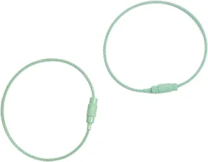 2/10pcs 50cm Colorful Stainless Steel Wire Keychain Cable Loop Screw Lock Rope Key Holder Keyring Key Chain Rings (Color : Green, Size : 50cm 2pcs)