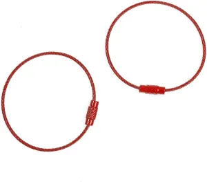 2/10pcs 50cm Colorful Stainless Steel Wire Keychain Cable Loop Screw Lock Rope Key Holder Keyring Key Chain Rings (Color : Red, Size : 50cm 2pcs)