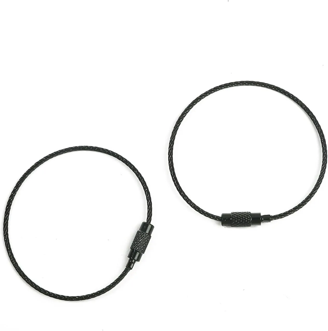 2/10pcs 50cm Colorful Stainless Steel Wire Keychain Cable Loop Screw Lock Rope Key Holder Keyring Key Chain Rings Tools (Color : Black, Size : 50cm 2pcs)