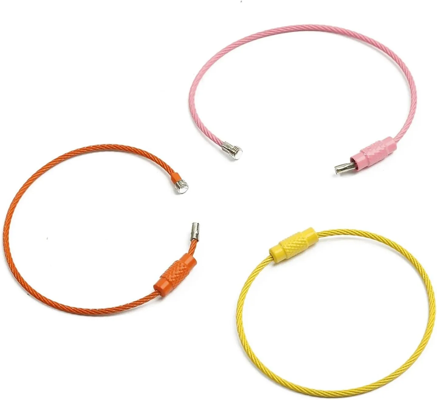 2/10pcs 50cm Colorful Stainless Steel Wire Keychain Cable Loop Screw Lock Rope Key Holder Keyring Key Chain Rings Tools (Color : Black, Size : 50cm 2pcs)