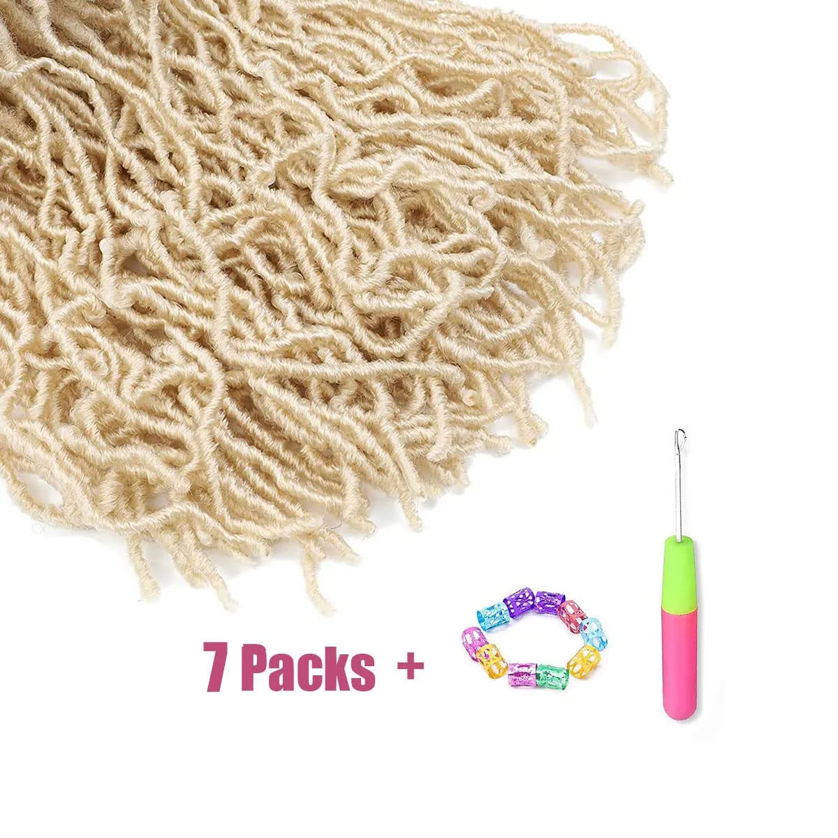 24 Inch 7 Packs Soft Locs Crochet Hair Blonde Color 613 New Faux Locs Pre-looped Super Lightweight Synthetic Hair Braids For Black Women(24inch, 7packs, blonde)