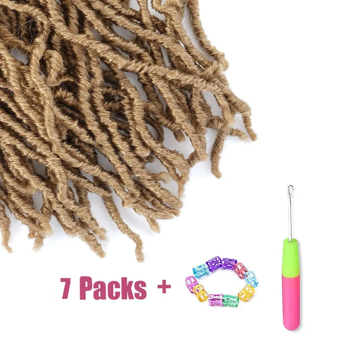24 Inch 7 Packs Soft Locs Crochet Hair Light Brown Color 27 New Faux Locs Pre-looped Super Lightweight Synthetic Hair Braids For Black Women(24inch, 7packs, #27)