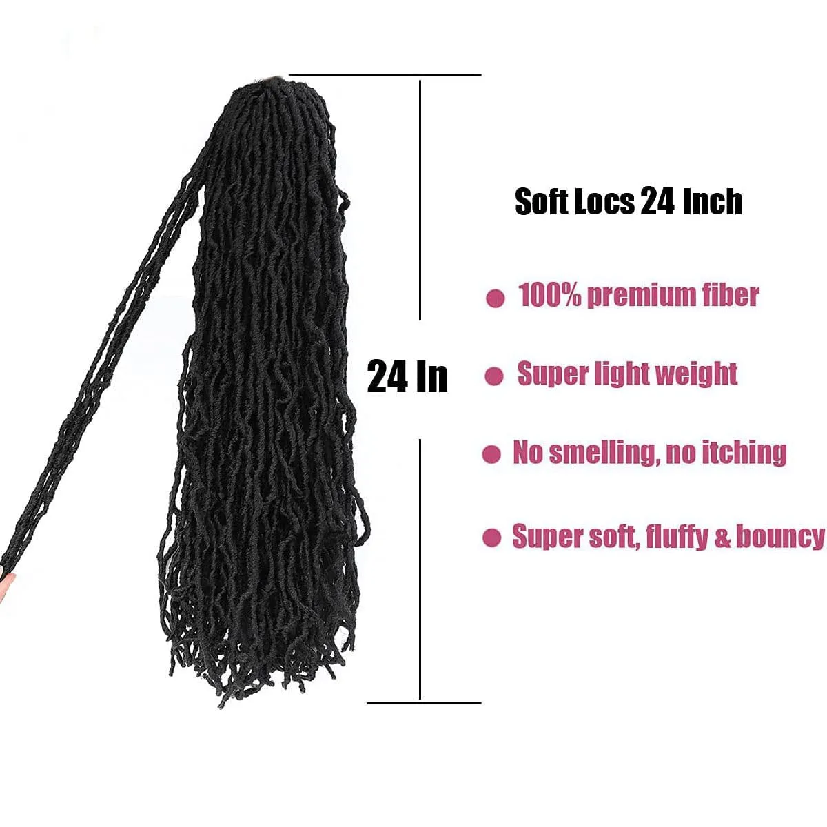 24 Inch 7 Packs Soft Locs Crochet Hair New Faux Locs Pre-looped Goddess Locs Super Lightweight Synthetic Crochet Hair Braids Extensions For Black Women(24inch, 7packs, 1b)