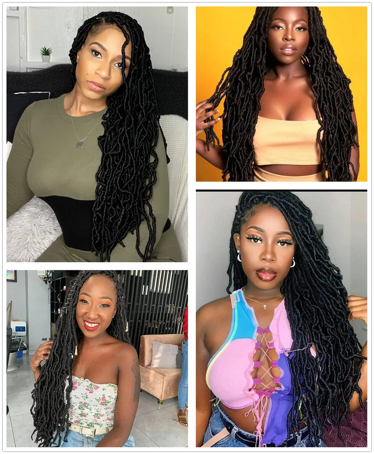 24 Inch 7 Packs Soft Locs Crochet Hair New Faux Locs Pre-looped Goddess Locs Super Lightweight Synthetic Crochet Hair Braids Extensions For Black Women(24inch, 7packs, 1b)