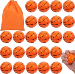 24 pcs Mini Basketball Stress Balls,2.5 Inch Mini Basketballs for Kids,Mini Foam Sports Balls,Small Basketball Stress Relief Squeeze Balls for Basketball Party Favor Classroom Reward