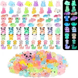 240 Pcs Mini Resin Animals Tiny Resin Animals Bulk Glow in The Dark Miniature Figures for Micro Garden Landscape Ornaments Dollhouse Crafts Accessories(Adorable Style)