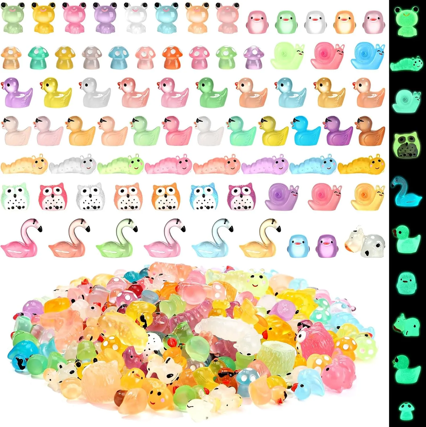 240 Pcs Mini Resin Animals Tiny Resin Animals Bulk Glow in The Dark Miniature Figures for Micro Garden Landscape Ornaments Dollhouse Crafts Accessories(Garden Style)