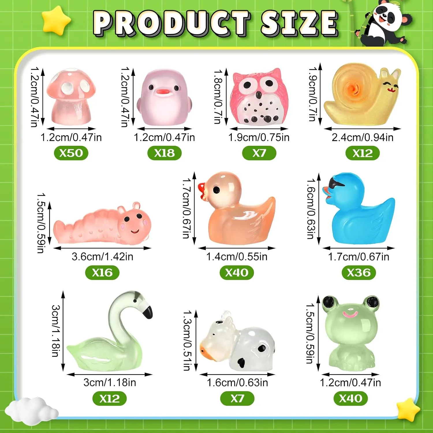 240 Pcs Mini Resin Animals Tiny Resin Animals Bulk Glow in The Dark Miniature Figures for Micro Garden Landscape Ornaments Dollhouse Crafts Accessories(Garden Style)