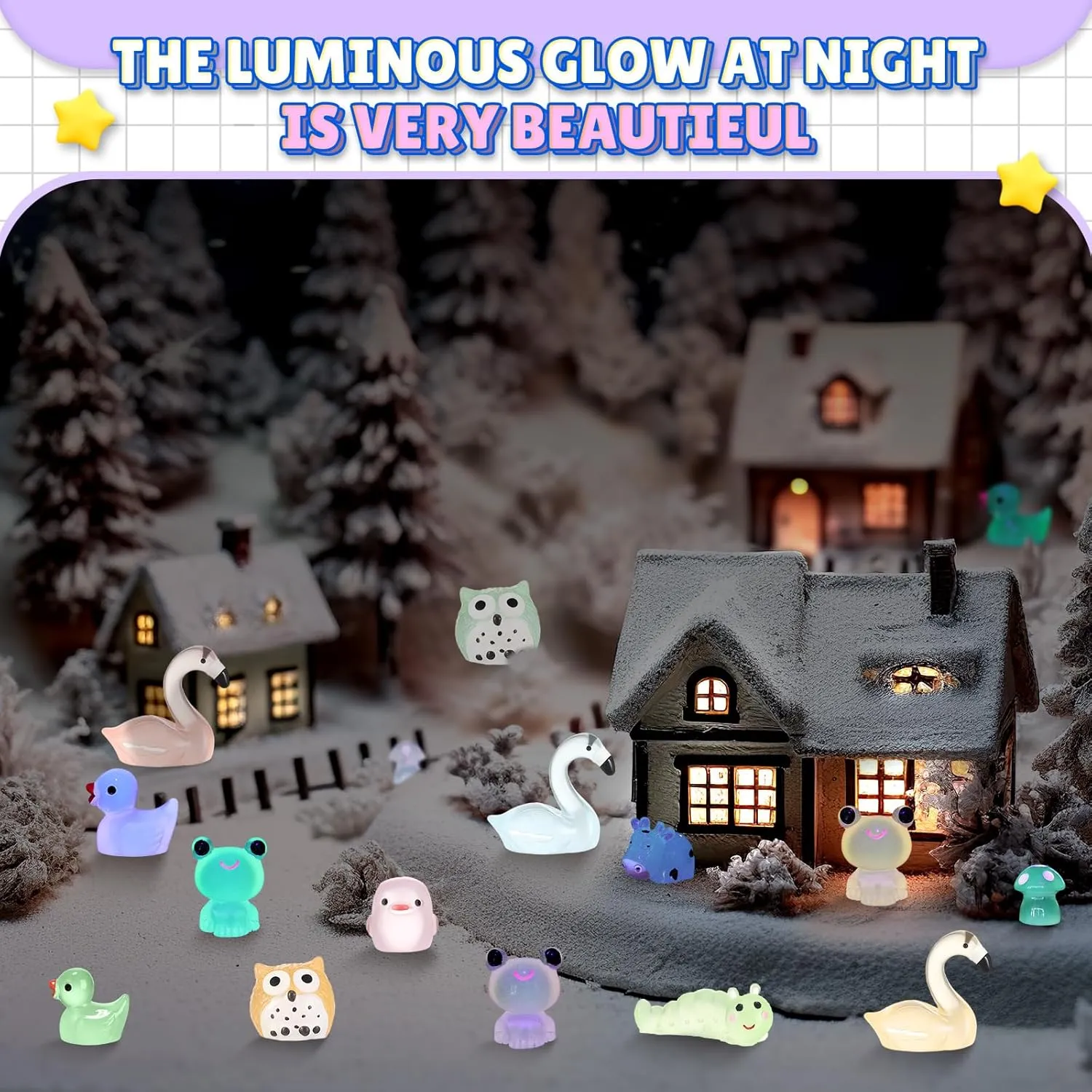 240 Pcs Mini Resin Animals Tiny Resin Animals Bulk Glow in The Dark Miniature Figures for Micro Garden Landscape Ornaments Dollhouse Crafts Accessories(Garden Style)
