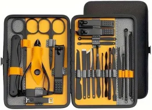 25 Pieces Multifunction Nail Clipper Set Professional Manicure Pedicure Kit Stainless Steel Manicure Kit Portable Mini Pedicure Tools(Yellow)