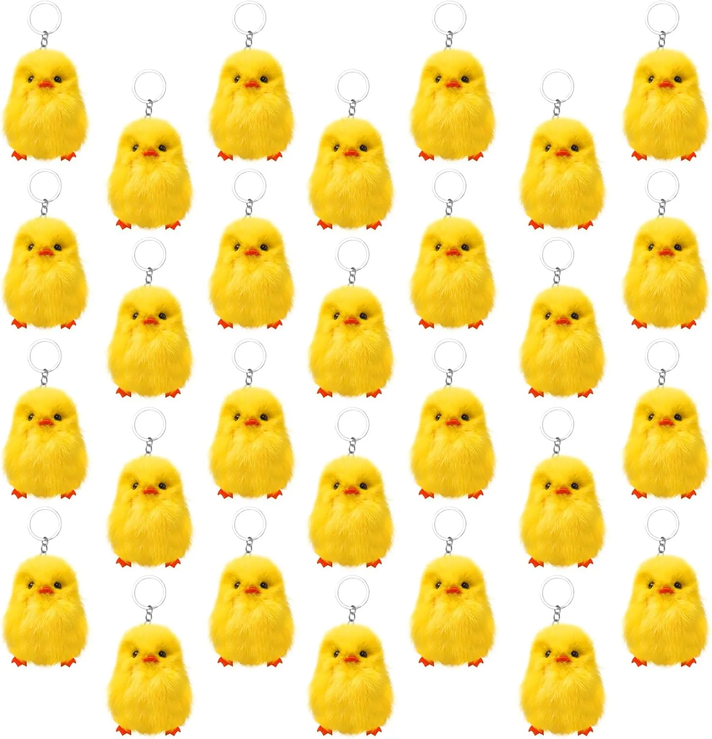 28 Pcs Small Chicken Keychain Easter Fluffy Chicks Mini Realistic Plush Chick Keychain for Easter Party Favors