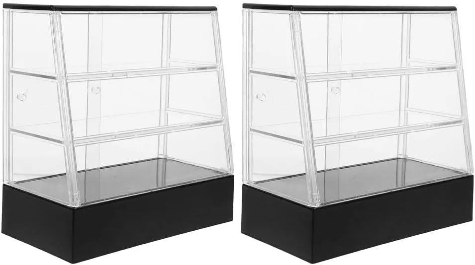2pcs Dollhouse Cabinet Cake Store Grocery Store Furniture Miniature Bakery Case Cake Stand Display Bread Shop Model Dollhouse Cabinet Decoration, Black, 13.30X13.00X6.60CM, 03KYT7DMI426I113B