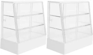 2pcs Dollhouse Cabinet Cake Store Grocery Store Furniture Miniature Bakery Case Cake Stand Display Bread Shop Model Dollhouse Cabinet Decoration, White, 13.30X13.00X6.60CM