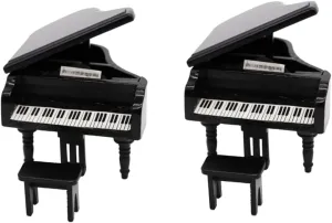 2pcs Mini Grand Piano Decor Piano Model for Dollhouse Tabletop Music Instrument Set
