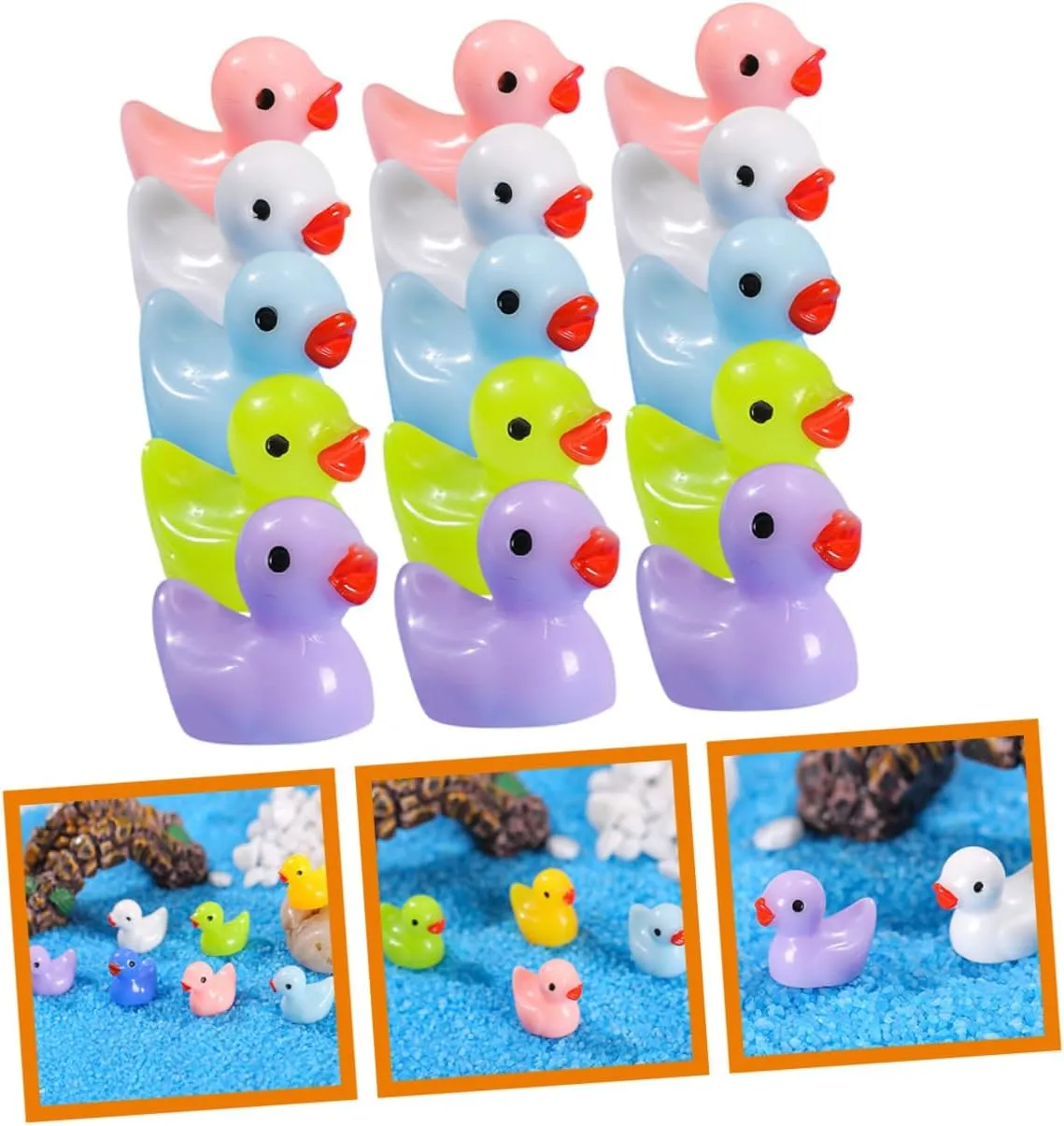 2sets 75pcs Miniature Duck Figurines Resin Decor for Fairy Garden Dollhouse Aquarium and Home Decoration Micro Landscape Accessories 75pcs*2