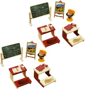 2sets Miniature Classroom Model Realistic Chalkboard Decor Desk Toys for Dollhouse for Projects and Mini House Displays Miniature Scene Accessory