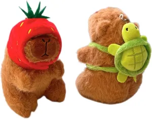 3 PCS Capybara Plush Keychain, Animals Toy Capybara Pendant for Backpack, Cute Creative Fluffy Animals Keyring