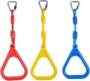 3 pcs Climbing Gymnastic Rings for Kids - Strong Obstacle Course Ninja Gym Ring for Outdoor Backyard Play Sets, Swing Set