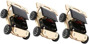 3 Sets Vehicle Cars DIY Experiments Solar Powered Car Solar Home Assemble Solar Car Assemble Portable Solar Car Solar Car Prop Wooden Black
