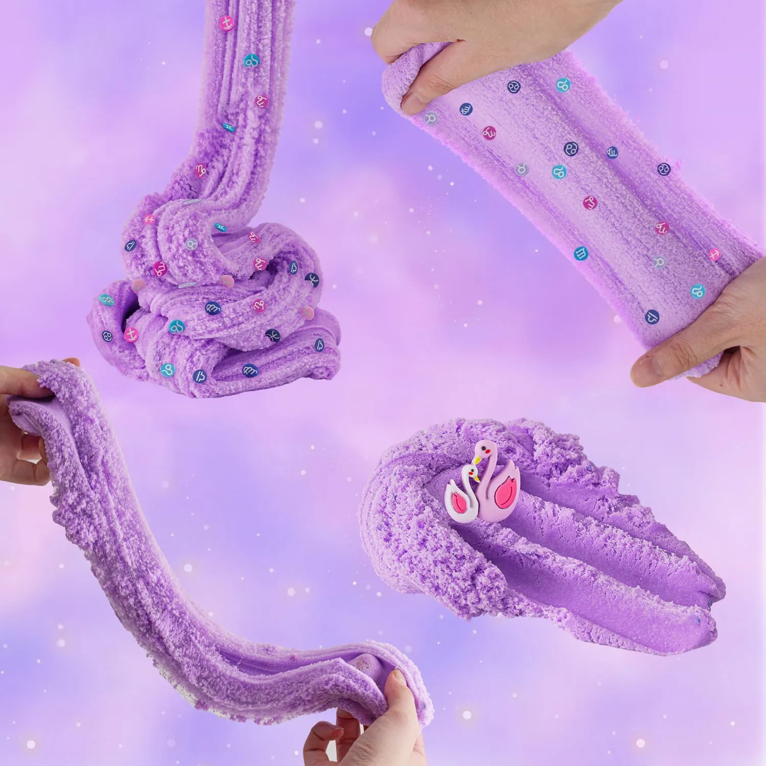 3 x 100mL Purple Slime Kit for Girls & Boys: Includes Cloud, Water & Mermaid Crunchy Slime, Sensory Experience DIY Slimes Set, Slimes Party Favors for Kids Birthday Easter Halloween Teens Gift