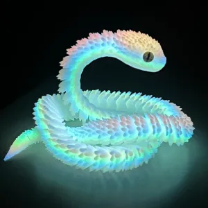30 Inch 3D Printed Snake - Movable Articulated Snake, Perfect 3D Printed Animals for Educational Toys! Must-Have Toys for Kids and Collectors, Home Office Executive Desk Decor (Noctilucent Rainbow)
