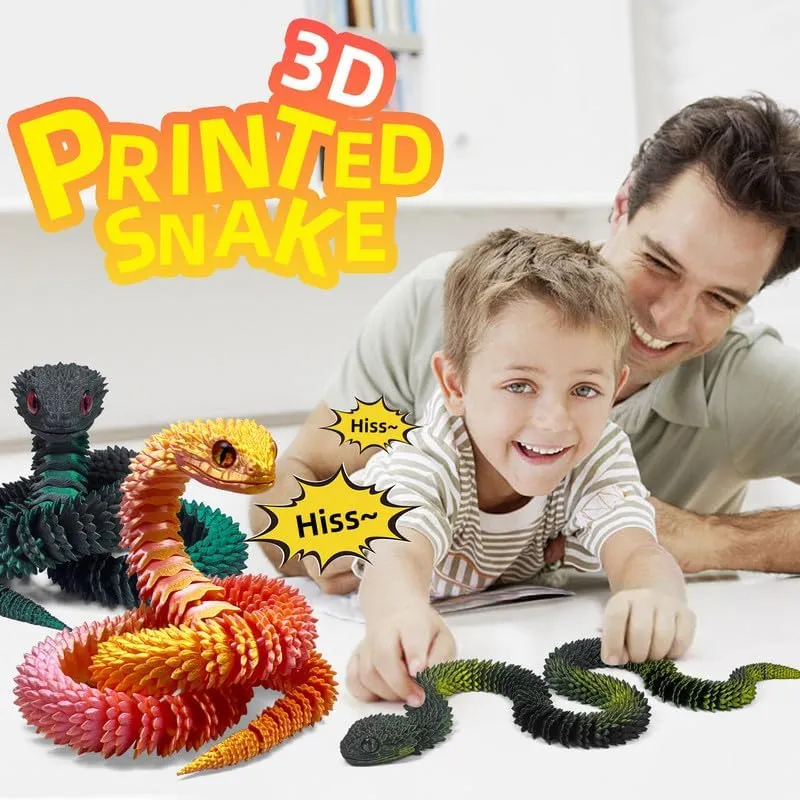30 Inch 3D Printed Snake - Movable Articulated Snake, Perfect 3D Printed Animals for Educational Toys! Must-Have Toys for Kids and Collectors, Home Office Executive Desk Decor (Noctilucent Rainbow)