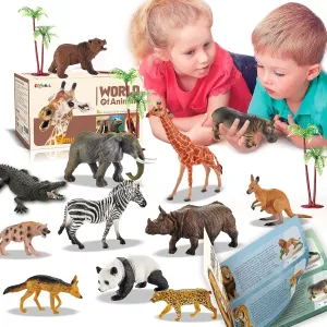 31 Pcs Safari Animals Figures Including 24 Realistic Jungle Playset Toys Zoo Animals for Toddlers 3  Years Old Ideal Gift for Boys and Girls
