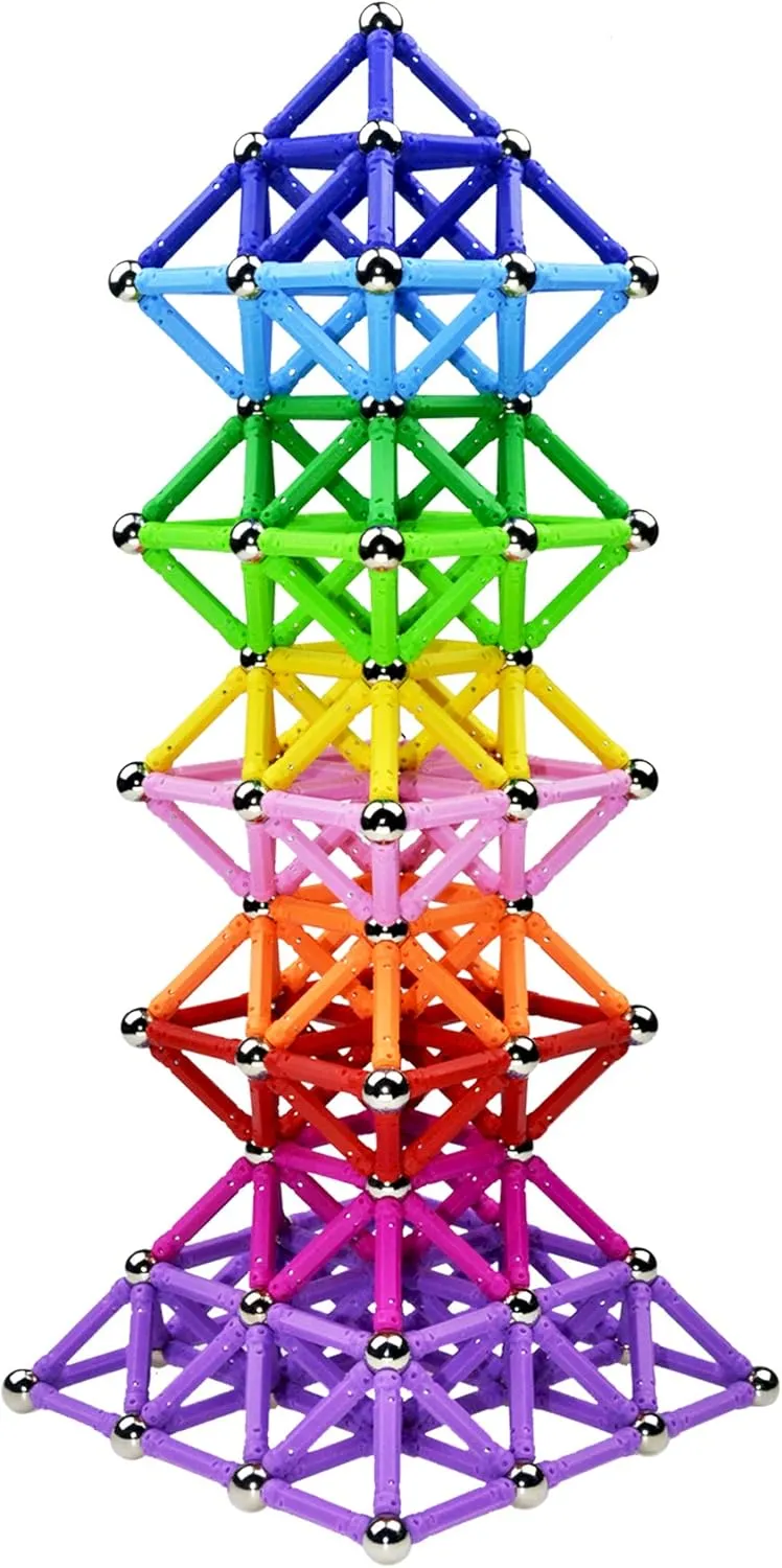 310 Pcs Magnetic Building Sticks Blocks Toys, Magnet Educational Toys Magnetic Blocks Sticks Stacking Toys Set for Kids and Adult, Non-Toxic Building Toy 3D Puzzle with Storage Bag