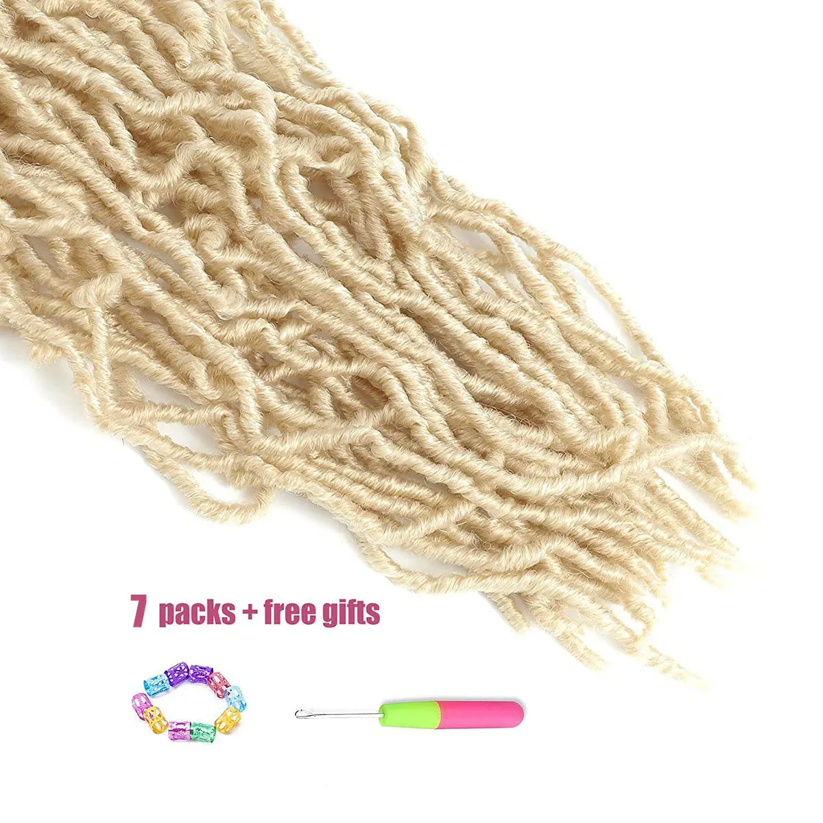 36 Inch 7 Packs Soft Locs Blonde 613 Color Crochet Hair Whole Strand No Extended Long New Faux Locs Pre-looped Super Lightweight Synthetic Crochet Hair Braids For Black Women (36inch, 7packs, Blonde)