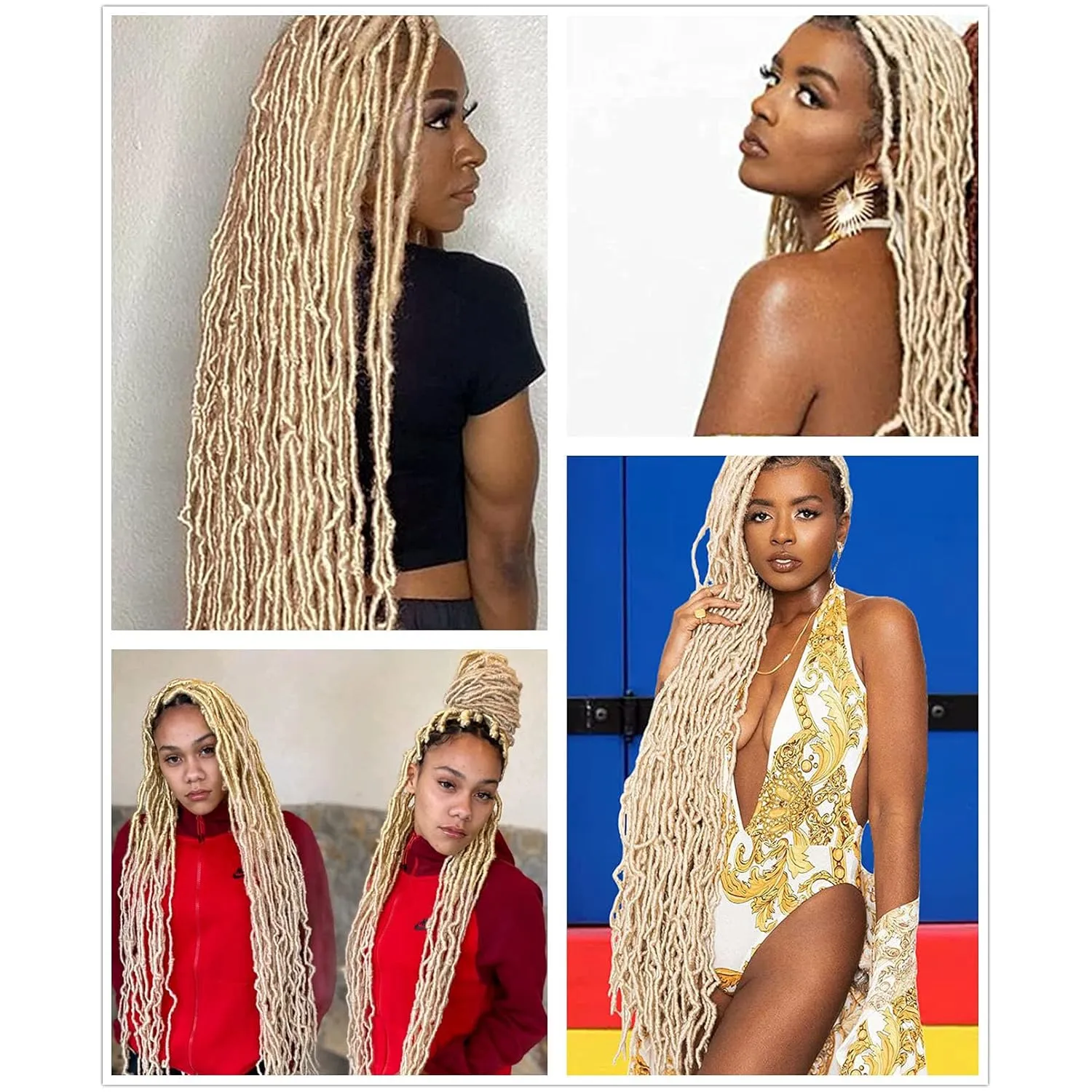 36 Inch 7 Packs Soft Locs Blonde 613 Color Crochet Hair Whole Strand No Extended Long New Faux Locs Pre-looped Super Lightweight Synthetic Crochet Hair Braids For Black Women (36inch, 7packs, Blonde)