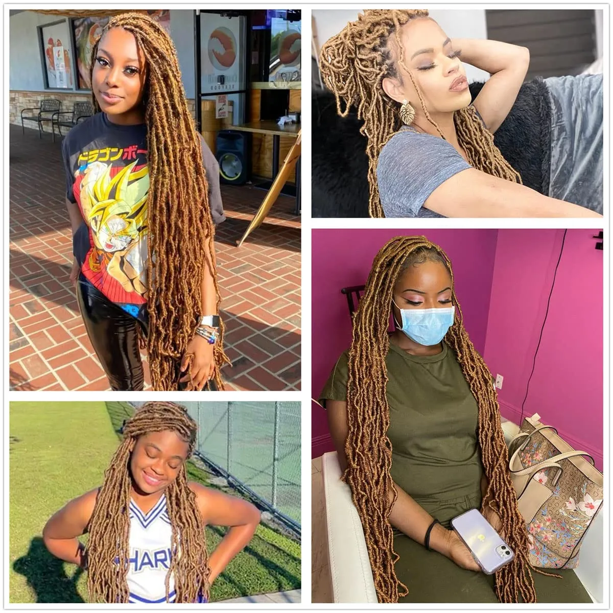 36 Inch 7 Packs Soft Locs Crochet Hair Brown Color 27 Whole Strand No Extended Long New Faux Locs Pre-looped Super Lightweight Synthetic Hair Braids For Black Women (36inch, 7packs, 27)