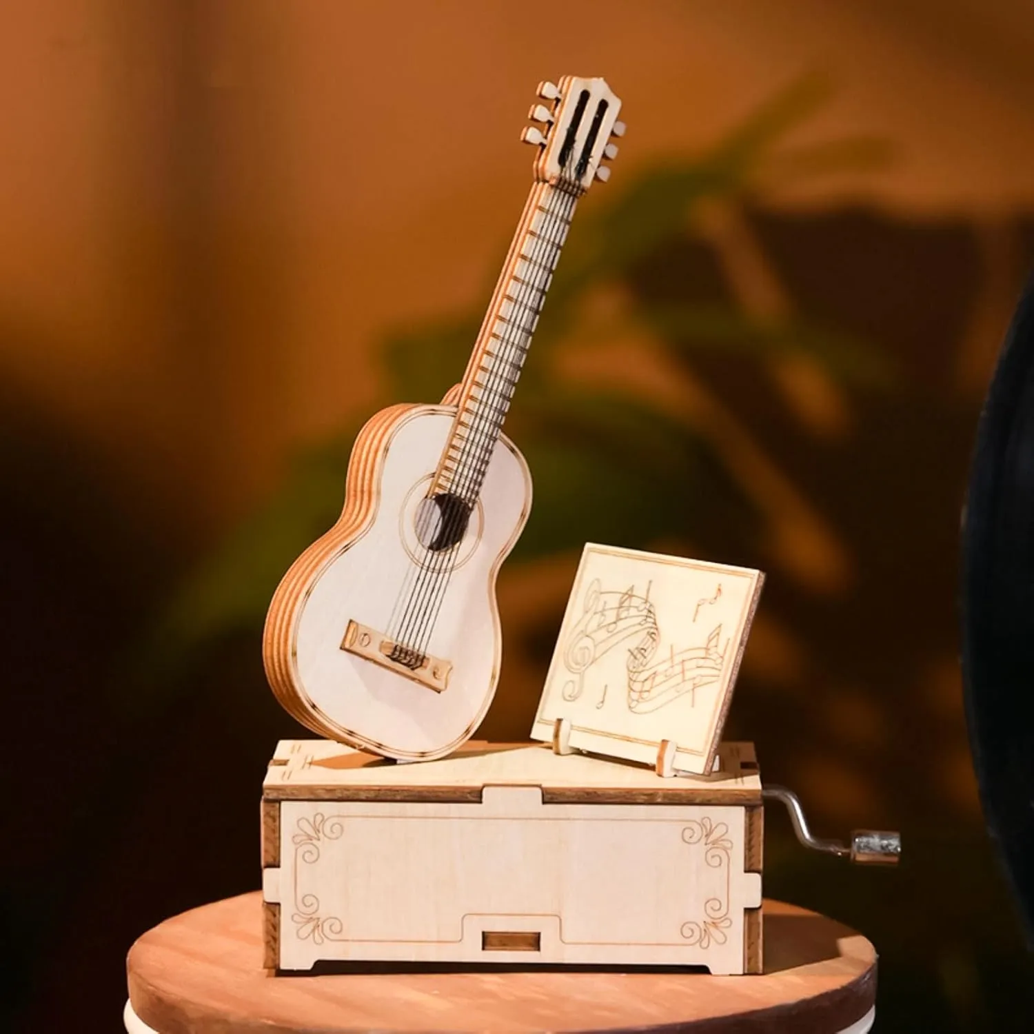 3D Wooden Puzzles for Adults Wooden Music Box Kits Guitar Building Model Desktop Decoration DIY3D Puzzle Toys to Creative Gifts for Teens and Adults