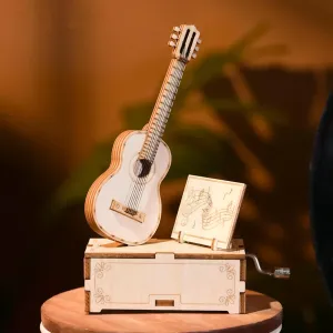 3D Wooden Puzzles for Adults Wooden Music Box Kits Guitar Building Model Desktop Decoration DIY3D Puzzle Toys to Creative Gifts for Teens and Adults