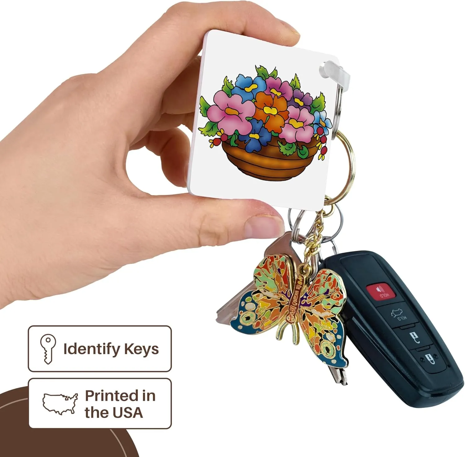 3dRose, Basket of colorful flowers, Key Chain