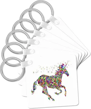 3dRose, Image of Colorful Metallic Prism Unicorn And Stars, Key Chain
