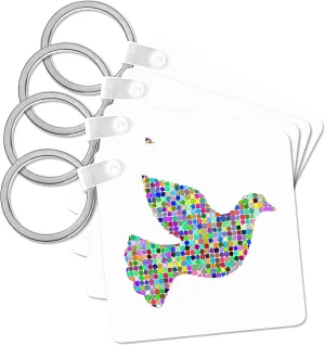 3dRose, Image of Colorful Prism Peace Dove, Key Chain