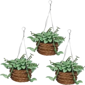 3Pcs Miniature Resin Plant Decor Tiny House Adornment for Dollhouse with Greenery for Home Decoration Mini Furniture Accent and Creative Landscaping