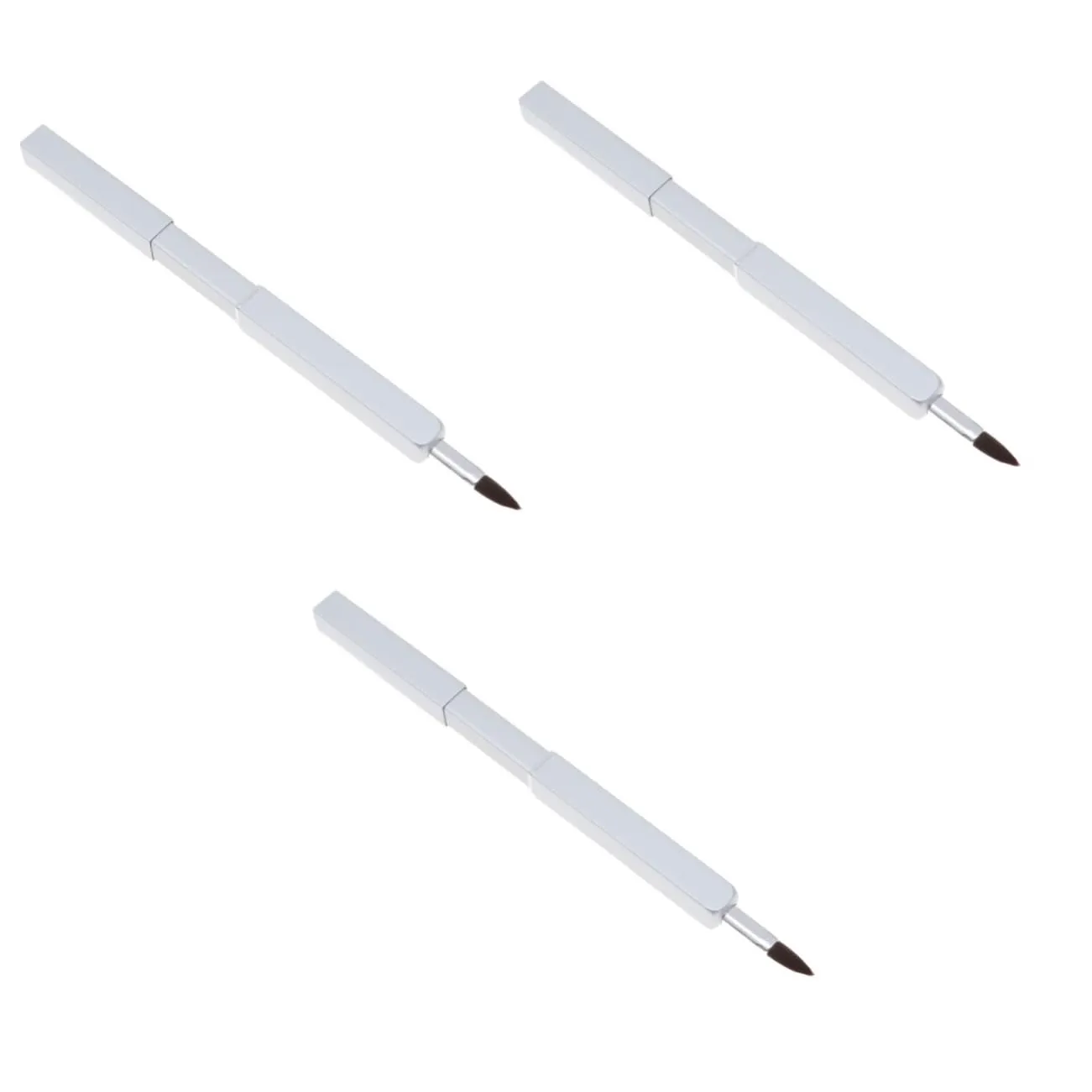 3pcs Retractable Lip Brush Nylon Fiber Brush for Lipstick Portable Makeup Metal Tube Perfect for Travel Daily Use