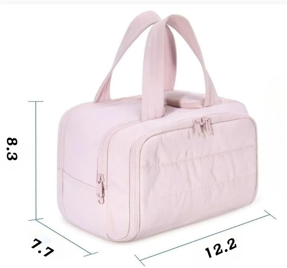4-In-1 Puffy Multi-Functional Toiletry Bag For Women, Portable Hanging Wide-Open Travel Bag, Large Capacity Toiletry Organizer, Ladies Overnight Travel Bag With Handle (goose white)